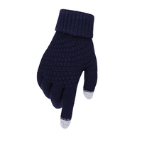 Manusi de Dama, Flippy, Functie Touchscreen (ecran tactil), Material Acril Tricotat, Manseta Elastica, Interior Catifelat, Marime Universala, Albastru Marin