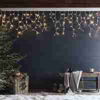 Instalatie Craciun Turturi, IP44, 27 m, 800 Led-uri ,Perdea Franjurata, Alb cald, 8 jocuri de lumini, Transformator 31 V, Putere 9 W, Interconectabila, Interior/Exterior, Prelungitor 3 m inclus, Fir Negru, Flippy