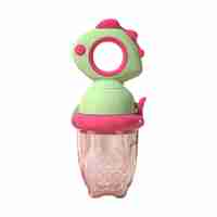 Suzeta pentru Fructe, Flippy, pentru Bebelusi, din Silicon Alimentar, +4 Luni, 2 mm Grosime Gauri Tetina, 12.4 x 5.1 x 4.7 cm, Verde/Fucsia