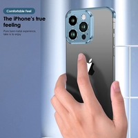 Husa Metalica Edgeless Compatibila cu iPhone 16 Pro, Flippy, Protectie pentru Colturi si Camera, Aliaj Aluminiu, Antisoc, Antizgariere, Albastru