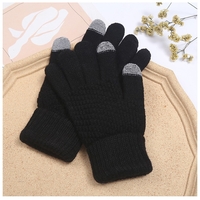 Manusi de Dama, Flippy, Functie Touchscreen (ecran tactil), Material Acril Tricotat, Manseta Elastica, Interior Catifelat, Marime Universala, Negru