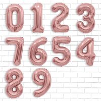 Balon din Folie Metalizata Flippy, Figurina Cifra, Tema Aniversare 80 cm, Ambalaj Individual, Pai inclus, Umflare cu Aer sau Heliu, Rose, Cifra 2