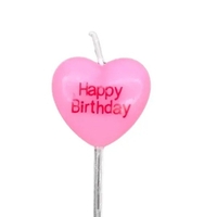 Set 5 Lumanari de Tort, Flippy, Model Inima, Text Happy Birthday, 2.5 x 2.5 cm, din Ceara, Multicolor