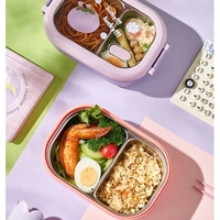 Cutie pentru Pranz sau Gustari, Flippy, cu Doua Compartimente, pentru Copii si Adulti, Etansare, PP, Perfect pentru Scoala si Birou, 1000 mL, 22.5x14.5x8 cm, Roz