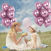 Set 10 Baloane din Latex Chrome, Flippy, Model Party, 23 cm, Mov, 2.2 g