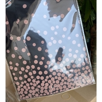 Fata de Masa, Flippy, din PEVA, Imprimeu Buline Roz, 137 x 274 cm, Impermeabila, Fara Pete, Curatare Rapida, Negru