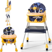 Scaun de Masa 2in1, Flippy, pentru Copii de la 6 luni - 5 Ani, Inaltime Reglabila, Centura in 5 Puncte, Tava de Masa, Roti cu Frana, Cos Depozitare, Jucarie Inclusa, 94 x 78 x 60 cm, Albastru/Galben