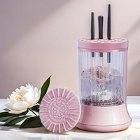 Dispozitiv Portabil de Curatare a Pensulelor de Machiaj, Flippy, pentru Pensule de Diferite Dimensiuni, 5V, 7000RPM, Vibratii Sonice, USB Type C, 9x9x16 cm, Roz