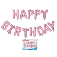 Set 13 Baloane Folie, Flippy, Tip Ghirlanda, Model Happy Birthday, 40 cm, Roz Deschis