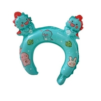 Balon din Folie Metalizata, Flippy, Tip Coronita cu Urechi, Model Dinozauri, Ambalaj Individual, Pai Inclus, Umflare cu Aer sau Heliu, 29 x 26.5 cm, Albastru