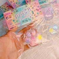 Jucarie Antistres Squishy, Flippy, cu Revenire Lenta, Squeeze Pinch Family, Model Cat Paw, Model cu Perlute, Ambalaj Transparent, Multicolor