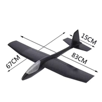 Avion Zburator, Flippy, Tip Planor, 83 cm Lungime, +3 Ani, din Polistiren, Aruncare 10 - 30 m, Negru