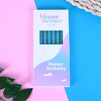 Set 6 Lumanari Lungi, Flippy, din Parafina, 10 x 0.5 cm, Happy Birthday, Albastru