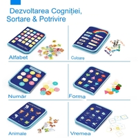 Carte Senzoriala Educativa Montessori, Flippy, Dezvoltare Abilitati Motorii, 5 Pagini, Model Dinozauri, 28x22x7 cm, Albastru