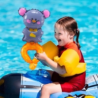 Balon din Folie Metalizata, Flippy, Figurine Animalute, Tip Bratara, Model Soricel, Ambalaj Individual, Pai Inclus, Umflare cu Aer sau Heliu, Gri