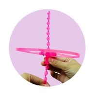 Jucarie Disc Zburator, Distractiv pentru Copii, Flippy, Aruncator Manual din Plastic, cu Lumini, Roz