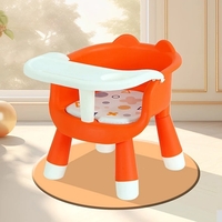 Scaun de Masa pentru Copii, Flippy, 2 in 1, Tavita Detasabila, Spatar Ergonomic, +6 Luni, Inaltime 36 cm, Portocaliu