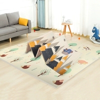 Covoras pentru Copii, Flippy, cu 2 Fete, Model Padure/Elefanti, din XPE+PE, Impermeabil, Antiderapant, Protectie Termica, +3 Luni, Pliabil, 180 x 200 x 1.5 cm, Multicolor