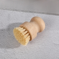 Perie de Curatat Vase si Alimente, Flippy, din Lemn de Fag, 8 x 5 cm, Perie din Sisal, Bej