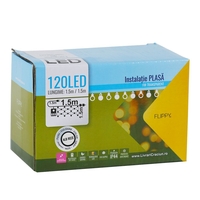 Instalatie de Craciun, Flippy®, Tip Plasa, 1.5 x 1.5 m, 120 LED-uri, Interconectabila, Alb Rece
