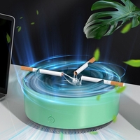 Scrumiera Multifunctionala cu Absorbtie, Flippy, Incarcare USB, cu Purificator de Aer, Scrumiera cu Absorbtie Fum, 14,5 x 14 x 7,5 cm, Verde