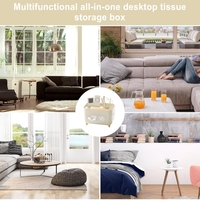 Suport pentru Servetele, Flippy, Cutie Multifunctionala, Design Minimalist, ABS, cu Suport pentru Obiectele Personale, pentru Birou, 21x15x13 cm, Crem