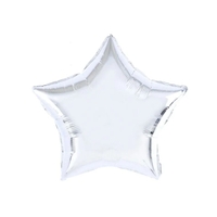 Balon din Folie Metalizata, Flippy, Figurina Stea, Model Simplu, Tematica Aniversare, 40 cm, Ambalaj Individual, Pai Inclus, Umflare cu Aer sau Heliu, Argintiu