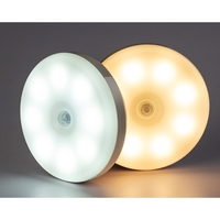 Lampa de Veghe LED, Flippy, cu Senzor de Miscare, Incarcare USB, 0.6W, 300mAh, Design Rotund, Alb, 8.5x2.3 cm