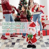 Decoratiune Mos Craciun, Flippy, Animat, care Canta si Danseaza, cu Saxofon, Imbracat Festiv, 25 cm Inaltime, Rosu