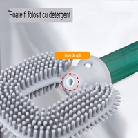 Perie de Toaleta, Flippy, cu Recipient pentru Detergent, din Plastic+TPR, Montare fara Perforare, 40 x 9 cm, Verde