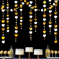 Banner cu Inimioare, Flippy, Tip Franjuri, 4 m, Rola de Ata Inclusa, Auriu/Alb