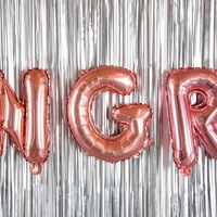 Balon Folie Metalizata Litera G, Flippy, 40 cm, Umflati cu Heliu sau Aer, Ambalaj Individual, Pai inclus, Rose Gold