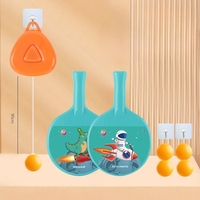 Set 2 Palete de Tenis de Masa, Flippy, pentru Copii, Design Animat, Tematica Astronauti, Accesoriu de Agatat Inclus si 4 Mingi, Albastru