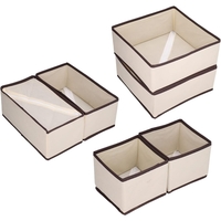 Organizator pentru Sertar, Flippy, 3 Marimi, pentru Lenjerie, Tricouri, Sosete, 6 Piese, Pliabil, Stivuibil, din Tesatura, Alb/Maro