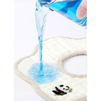 Baveta Tip Floare, Flippy, din Bumbac, pentru Copii 0-12 Luni, Rezistenta la apa, 8 Straturi, Model Tricotat cu Panda, 26 x 29 cm, Alb