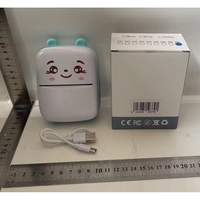 Mini Imprimanta Foto Portabila, Flippy, Incarcare USB, Bluetooth, Model Ursulet, 12 x 9 x 5 cm, Alb Albastru