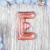 Balon Folie Metalizata Litera E, Flippy, 100 cm, Umflati cu Heliu sau Aer, Ambalaj Individual, Pai inclus, Rose Gold