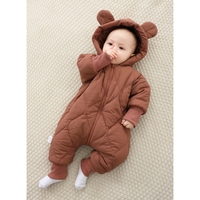 Combinezon de Iarna, Flippy, pentru Bebelusi, din Bumbac, cu Urechi, Mansete Elastice, Unisex, 66 cm, Visiniu