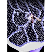 Paleta Electrica pentru Tantari, Muste si Tantari 2in1, Flippy, Reincarcabila, Incarcare USB, 2600V, Plastic, Casa si Gradina, Anti-insecte, Stand, 23x51 cm, Gri