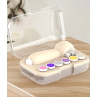 Set Pila Electrica, Flippy, pentru Copii si Bebelusi, din ABS, 6 Accesorii, Incarcare USB, cu Lumina Led, 11.5 x 5.5 cm, Alb