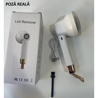 Aparat Pentru Curatat Scame, Par Si Praf, Flippy, Pentru Diferite Tipuri De Material, Cu Lame Din Otel Inoxidabil, Incarcare Prin USB Type-C, Cu Perie De Curatare si Cablu USB Incluse, Alb, 20 x 8.8 x 8.5 cm