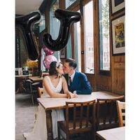 Balon Folie Metalizata Litera T, Flippy, 40 cm, Umflati cu Heliu sau Aer, Ambalaj Individual, Pai inclus, Negru