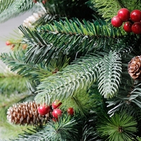 Brad Artificial de Craciun Bogat, Decorat cu Conuri Pin Rosii, pentru Interior/Exterior, Inaltime 120 cm, Flippy, Verde, suport metalic inclus