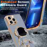 Husa de Protectie TPU 2in1, Flippy, pentru Apple iPhone 14 Pro, Astronaut cu Suport, Antisoc, Rezistenta la Impact, Protectie Camera, Albastru