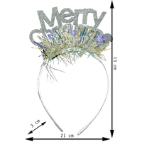 Bentita/cerc Mery Cristmas, culoare gri metalic cu beteala, marime standard, Flippy