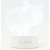 Lampa LED decorativa, Flippy, 3D, Porcusor Gras, din material acril si lumina multicolora, alb