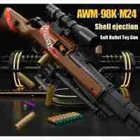 Pusca de Jucarie 98K Ultrarealista, Flippy, Manuala, cu Luneta, 10 de Proiectile din Spuma Moale, 5 Cartuse, 103 cm, 14 ani+, Maro