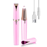 Trimmer Facial, Flippy, pentru Sprancene, Incarcare USB, 1.5 x 13 cm, din ABS, Roz