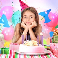 Set 6 Lumanari Lungi, Flippy, din Parafina, 10 x 0.5 cm, Happy Birthday, Mov