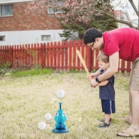 Set de Baseball 5 Piese pentru Copii, Flippy, Jucarie Dinosaur Press, 14x23 cm, Verde/Albastru